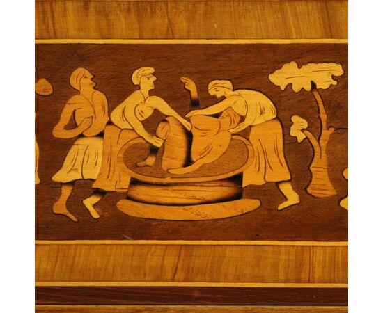 Inlaid wooden chest of drawers in Louis XIV style