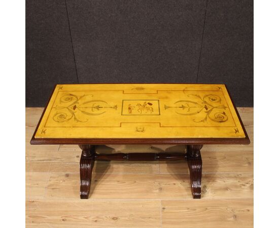 Tavolino italiano in legno con piano in marmo anni 60