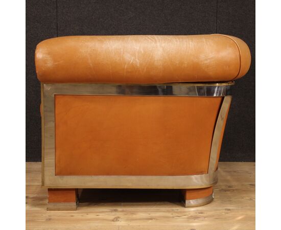 Italian design armchair in leather from the 70s
