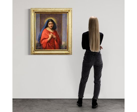 Italian religious painting Madonna dated 1929