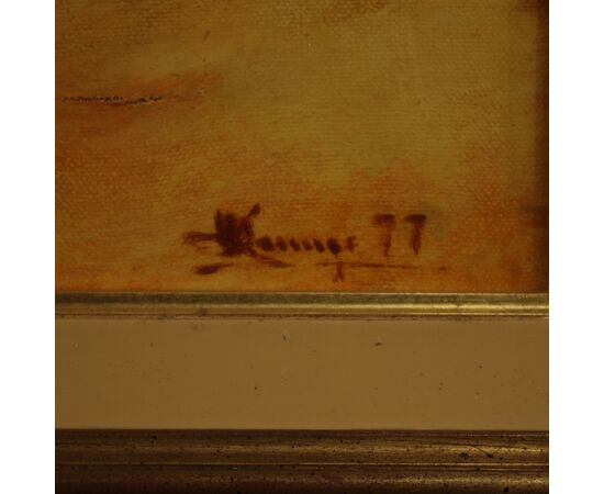 Italian signed painting country view dated 1977