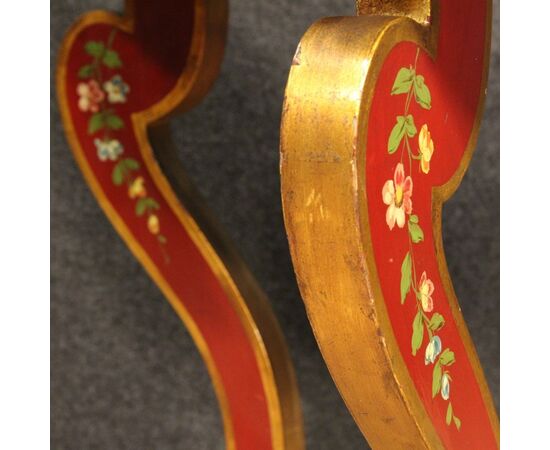 Italian lacquered and painted crescent console