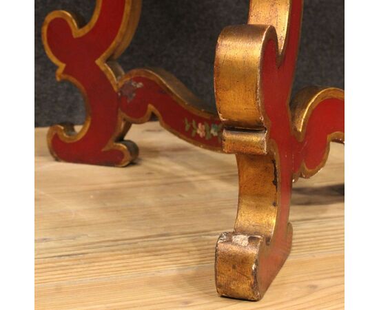 Italian lacquered and painted crescent console