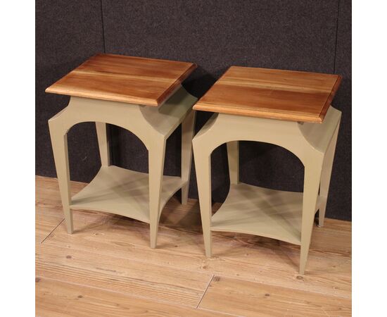 Pair of painted design bedside tables from the 80s