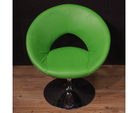 Pair of 80s green modern armchairs