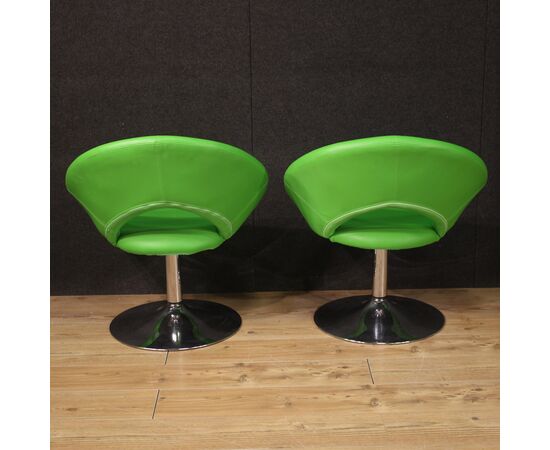 Pair of 80s green modern armchairs