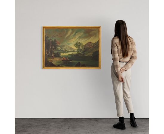 Dipinto olio su tela paesaggio italiano