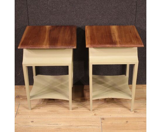 Pair of painted design bedside tables from the 80s