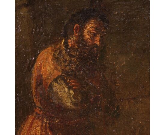 Religious painting The parable of the unfaithful farmer from the 17th century