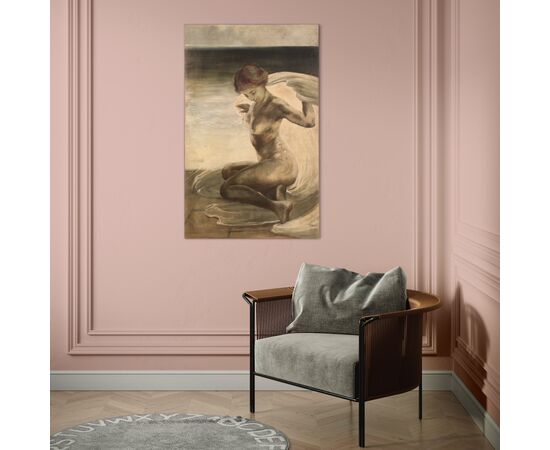 Dipinto italiano nudo di giovane donna del XX secolo