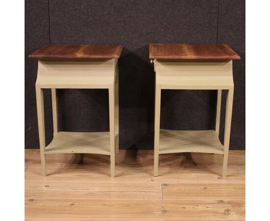 Pair of painted design bedside tables from the 80s