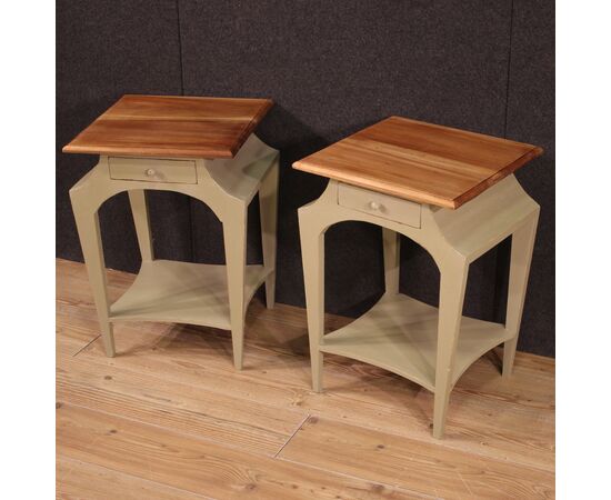 Pair of painted design bedside tables from the 80s