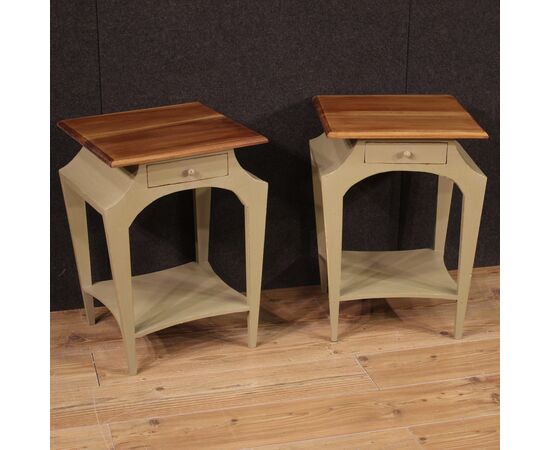 Pair of painted design bedside tables from the 80s
