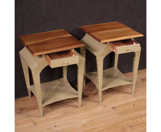 Pair of painted design bedside tables from the 80s