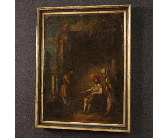 Religious painting The parable of the unfaithful farmer from the 17th century