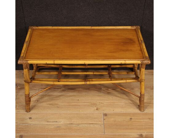 Design coffee table in bamboo and woven wood from the 70s