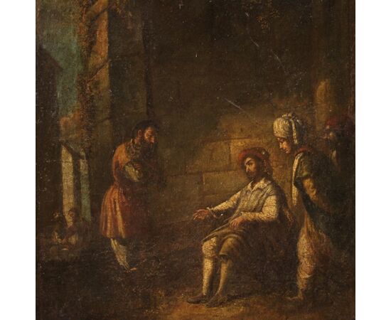Religious painting The parable of the unfaithful farmer from the 17th century
