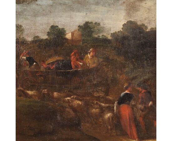 Painting bucolic landscape pastoral scene from the 18th century
