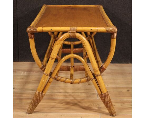 Design coffee table in bamboo and woven wood from the 70s