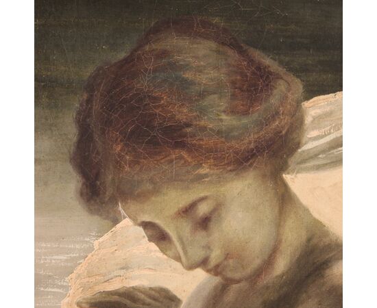 Dipinto italiano nudo di giovane donna del XX secolo