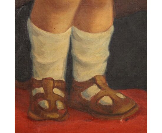 Dipinto italiano ritratto di bambino firmato e datato