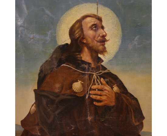 Religious painting oil on canvas Saint Roch from the 20th century