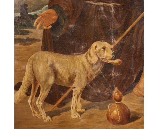 Religious painting oil on canvas Saint Roch from the 20th century