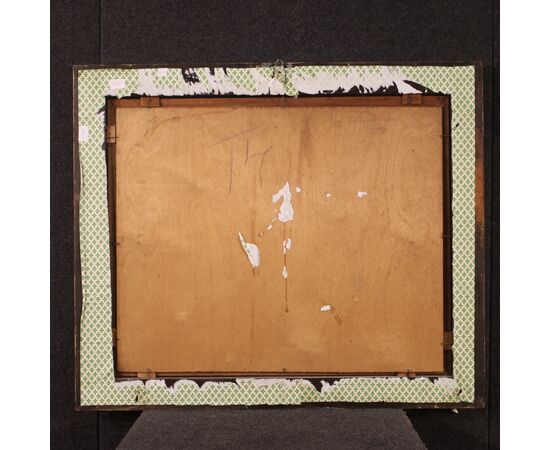 Dipinto firmato paesaggio con pastore del XX secolo