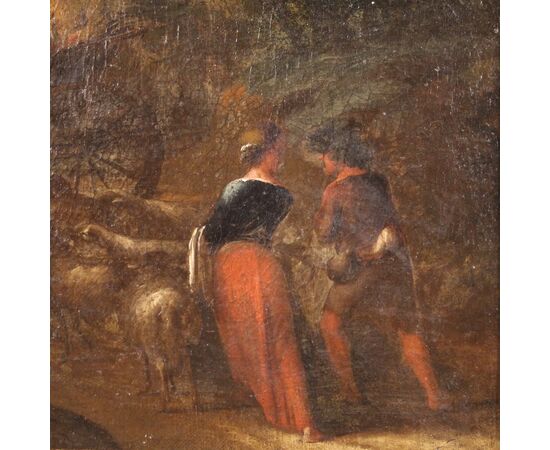 Painting bucolic landscape pastoral scene from the 18th century