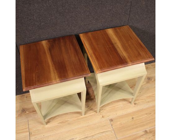 Pair of painted design bedside tables from the 80s