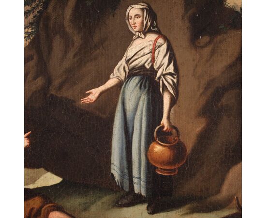 Painting landscape pastoral scene from the 18th century