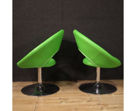 Pair of 80s green modern armchairs