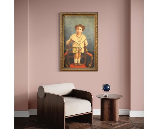 Dipinto italiano ritratto di bambino firmato e datato