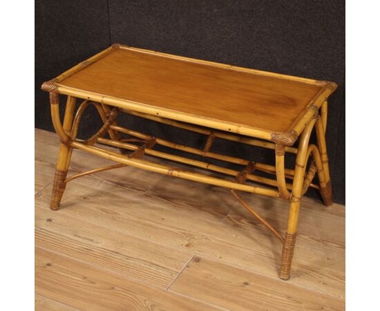 Design coffee table in bamboo and woven wood from the 70s