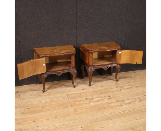 Pair of Italian bedside tables in wood from the 50s