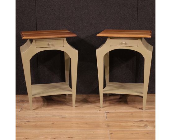 Pair of painted design bedside tables from the 80s