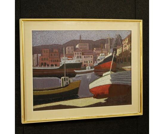 Signed Italian seascape painting from the 20th century