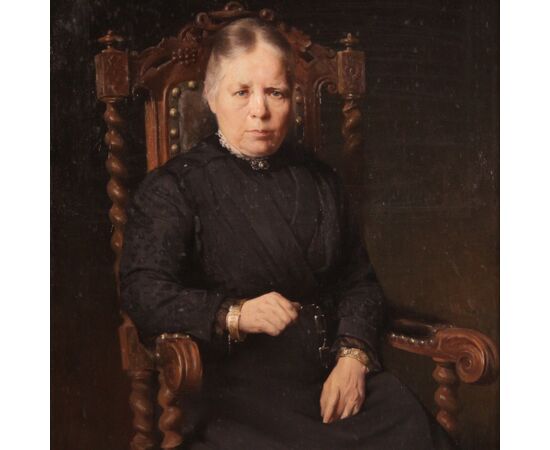 Dipinto belga ritratto di signora datato 1920