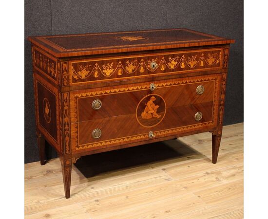 20th century Italian inlaid chest of drawers in Louis XVI style