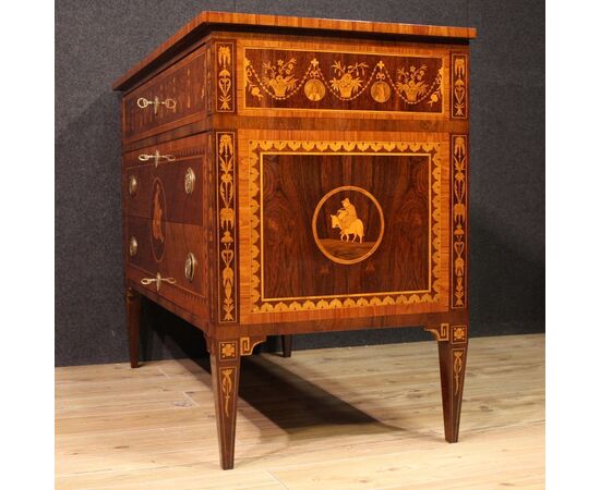 20th century Italian inlaid chest of drawers in Louis XVI style