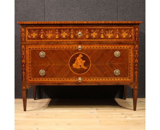 20th century Italian inlaid chest of drawers in Louis XVI style
