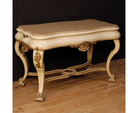 Dutch lacquered and gilded table with marble top