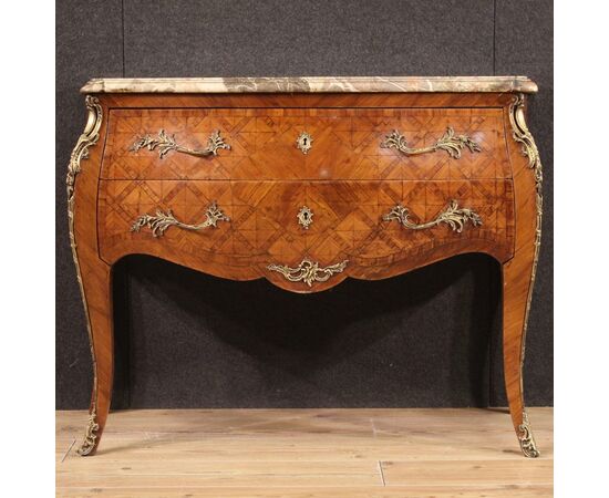 French inlaid Louis XV style chest of drawers from 20th century
