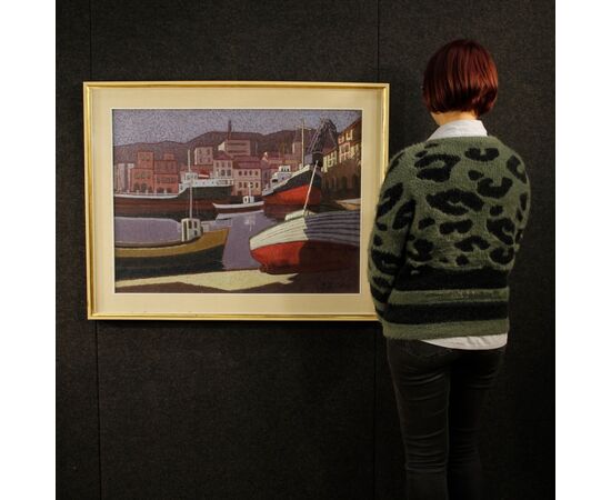 Signed Italian seascape painting from the 20th century