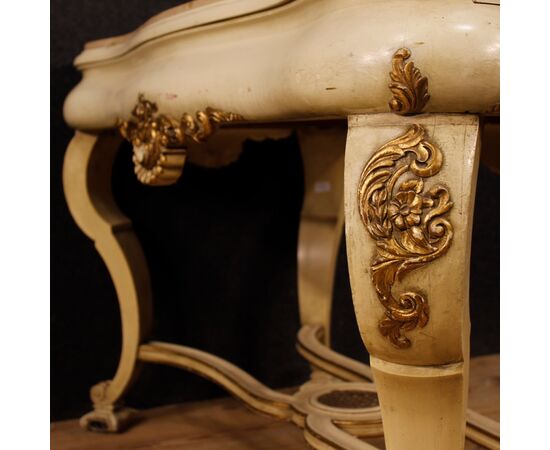 Dutch lacquered and gilded table with marble top
