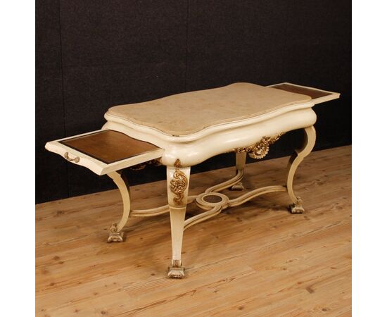 Dutch lacquered and gilded table with marble top