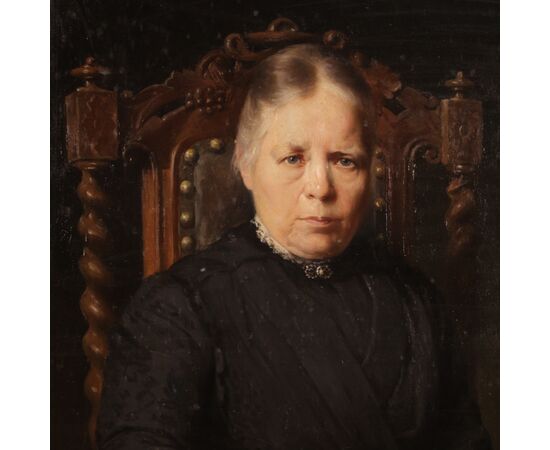 Dipinto belga ritratto di signora datato 1920