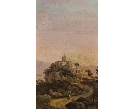 PAIR OF SMALL LANDSCAPE PAINTINGS ROMAN SCHOOL MID-18TH CENTURY
