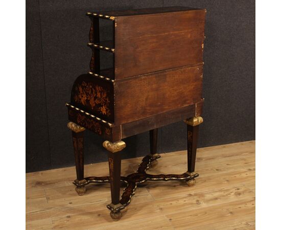 Inlaid roll-top bureau in Napoleon III style