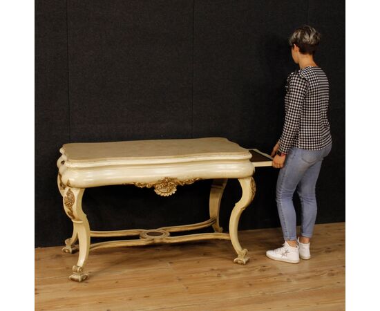 Dutch lacquered and gilded table with marble top